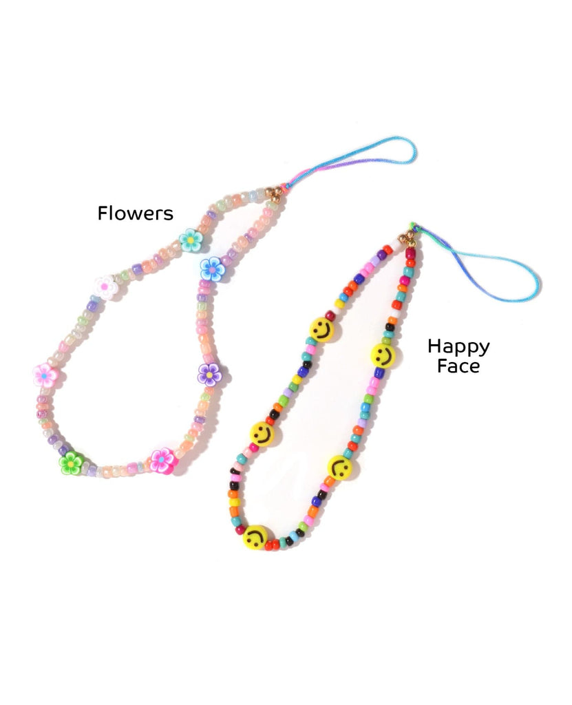 Happy And Flowers Beads Cellphone Keychain