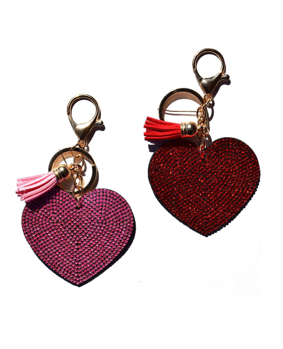 Louisville Red Rhinestone Heart Keychain