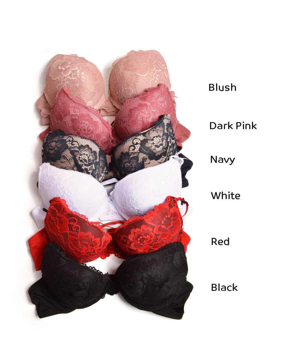 XOXO Lace Pushup Bras 2 PK Black and Red Lace Bras Size 38 DD NWOT