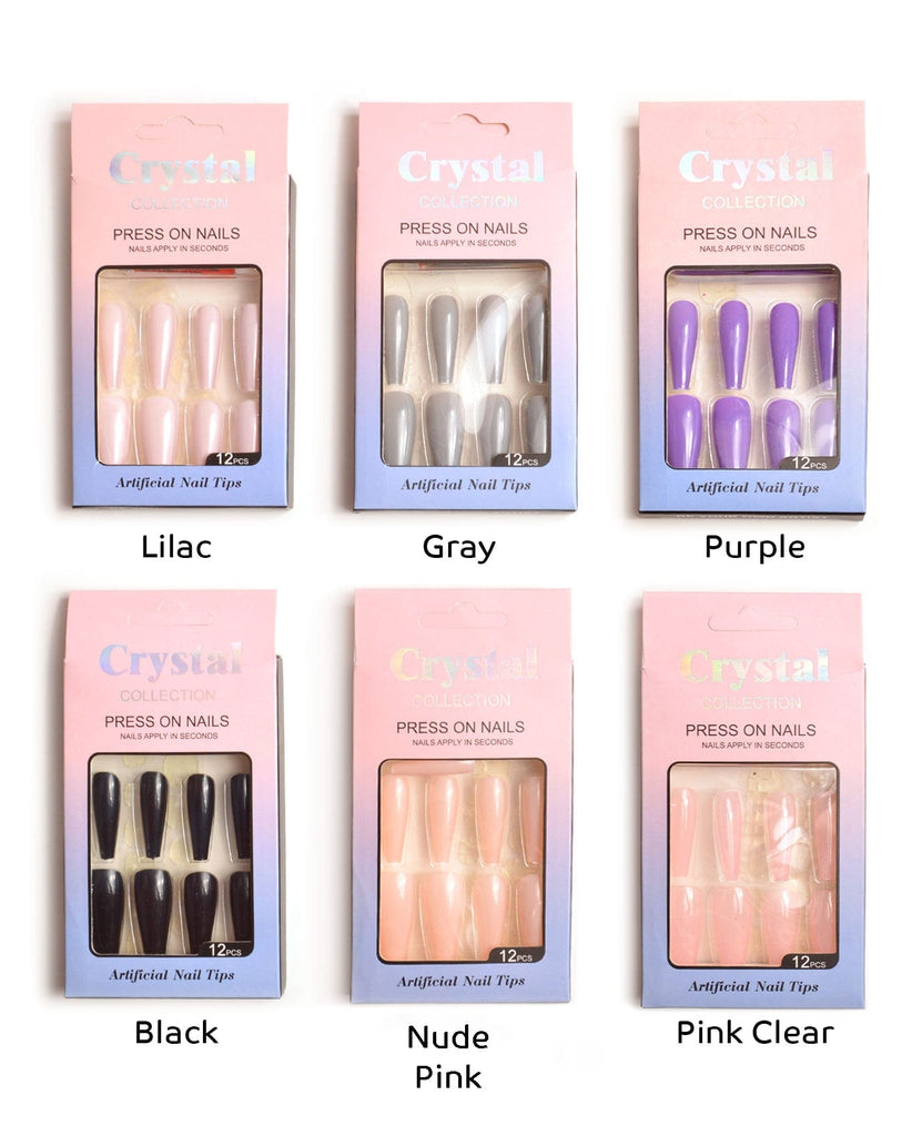 Crystal Solid Color Coffin Nails