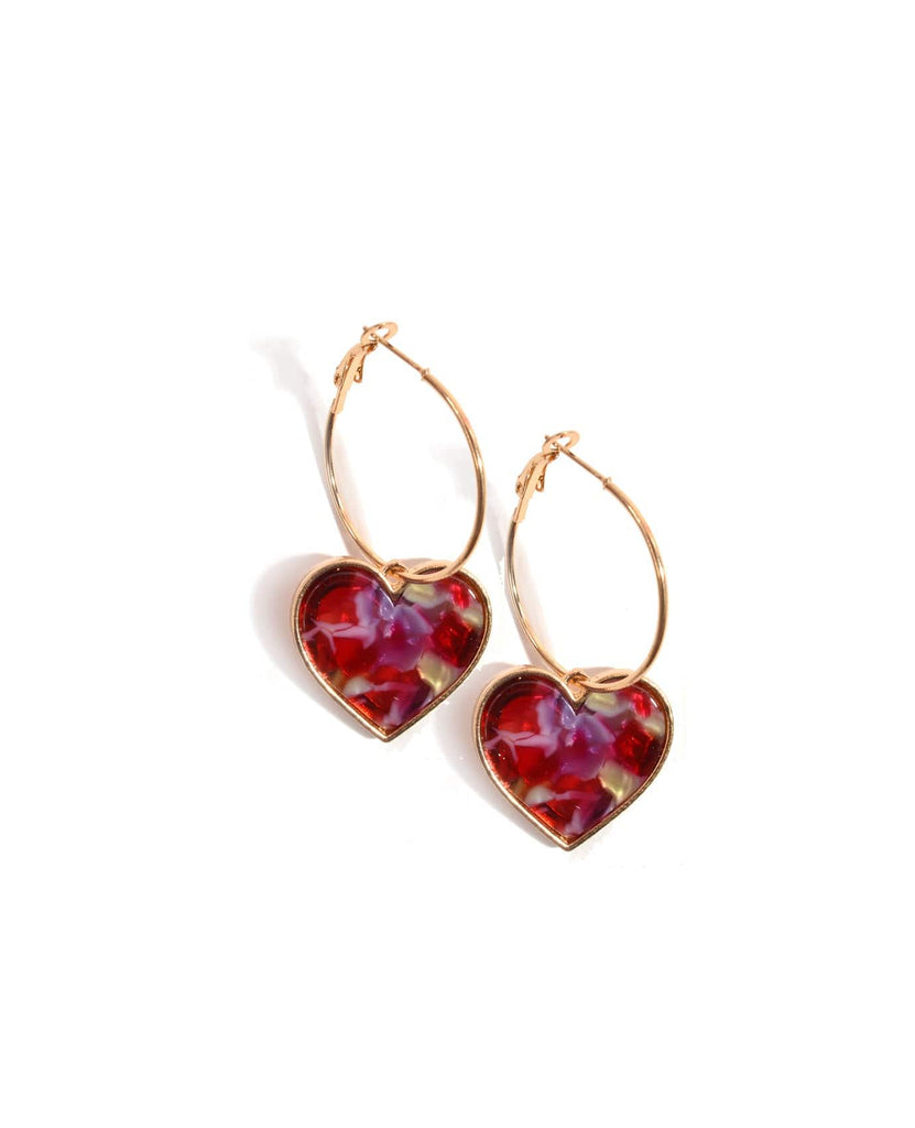 Heart Marble Hoop Earrings