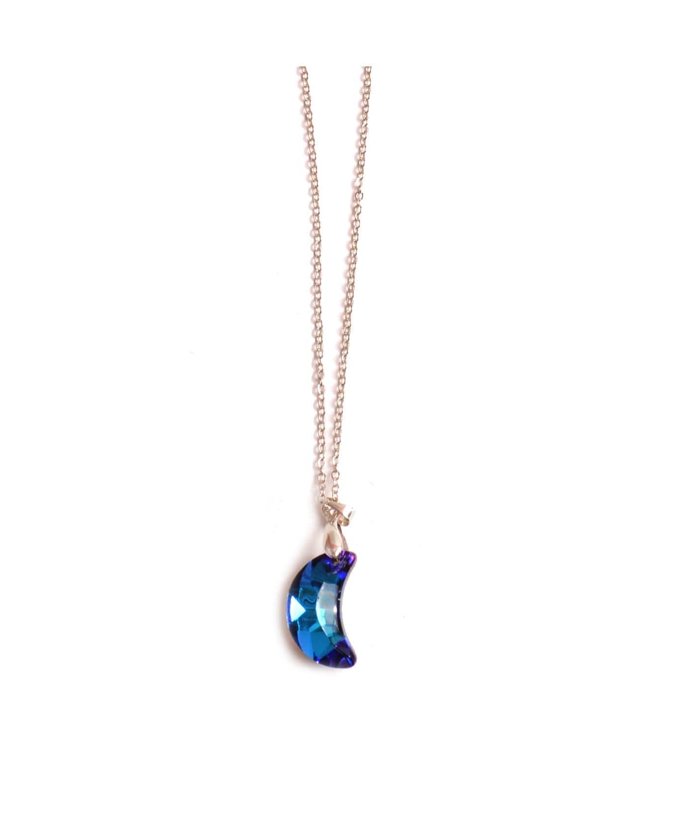 Crescent Moon Swarovski Crystal Necklace - Luke Adams Glass Blowing Studio