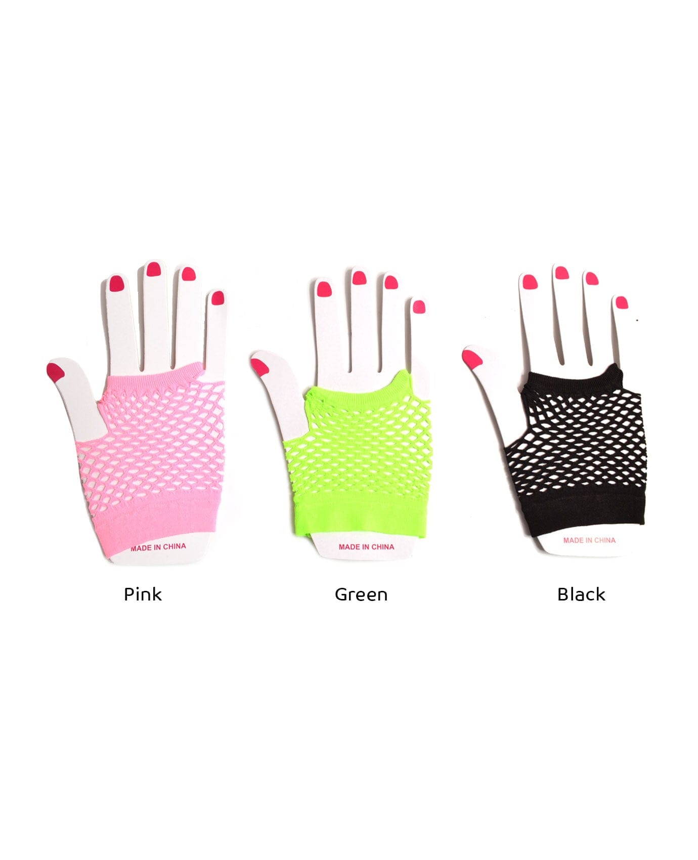 Neon Fishnet Gloves, Black