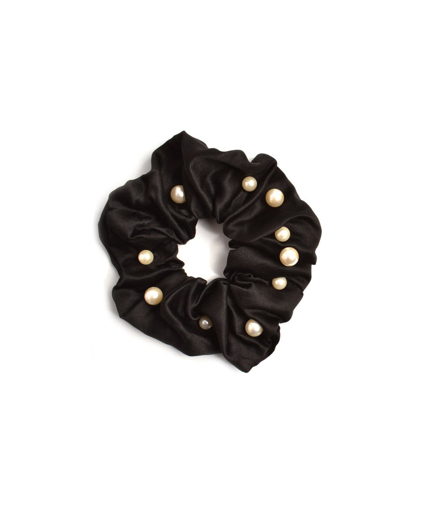 black scrunchy with pearls