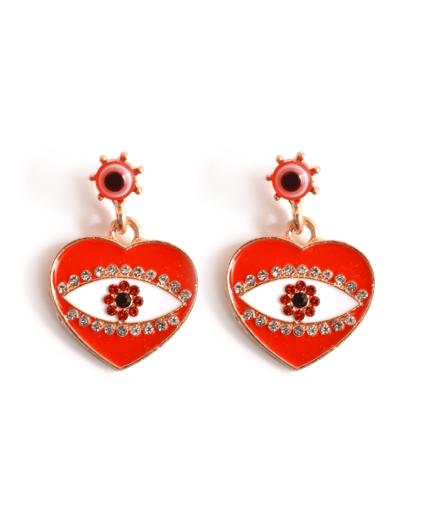 evil eye heart earrings