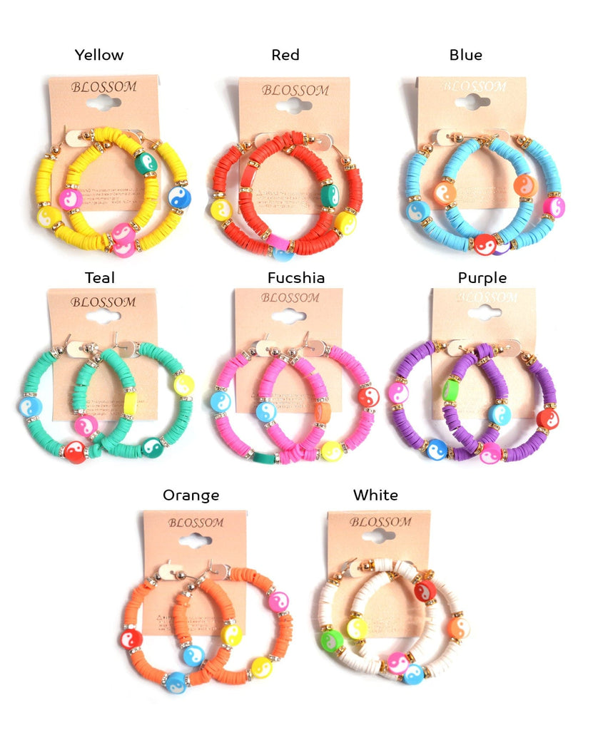 colorful yin yang hoop earrings