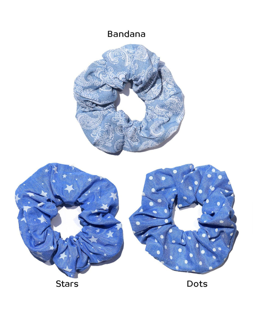 trendy blue scrunchies