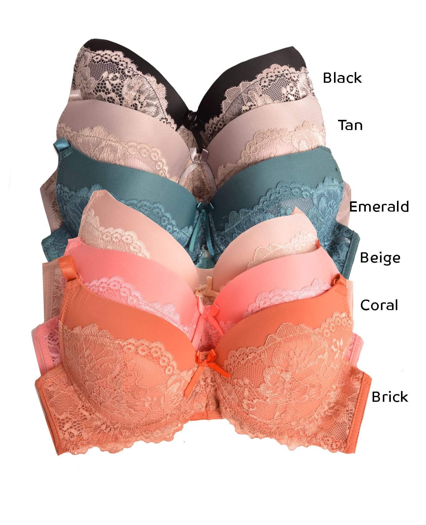 Sofra BR4299PL - 36B Womens Solid Lace Accent Bra Style Intimate Sets, Size  36B - Pack of 6