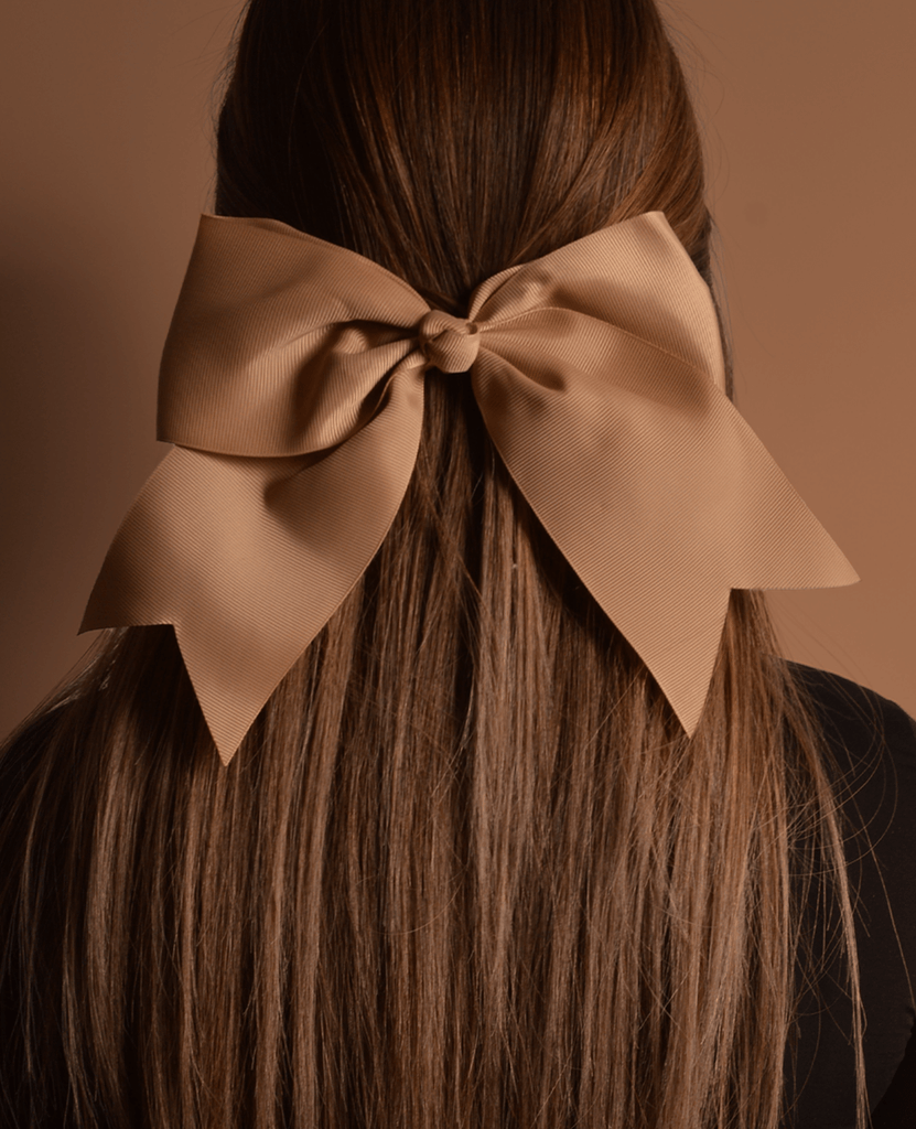 Tan jumbo hair bow